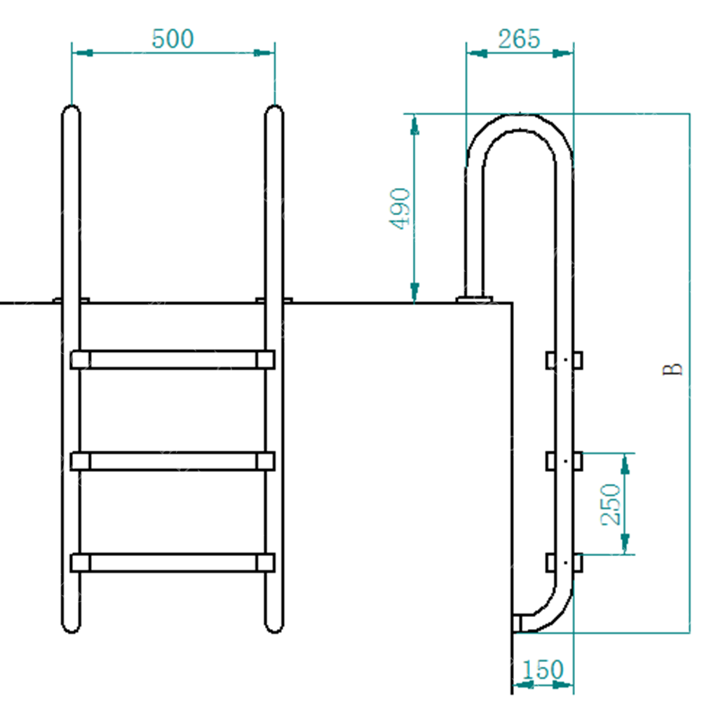 Échelle en acier inoxydable U01 U modèle 304